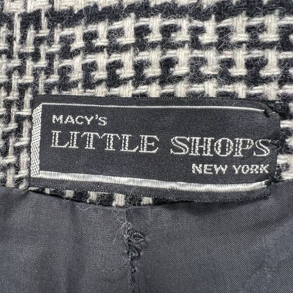 VTG Macy’s Little Shops Houndstooth Cropped Blazer Jacket Wool Tweed 60s Mod USA - Picture 3 of 11